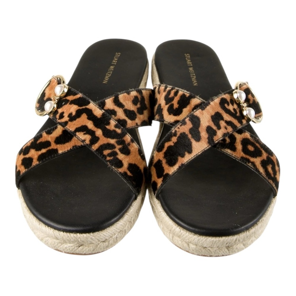 Stuart Weitzman Women’s Ponyhair Animal Print Espadrilles Flat Women's Size: 8.5 - Picture 3 of 10